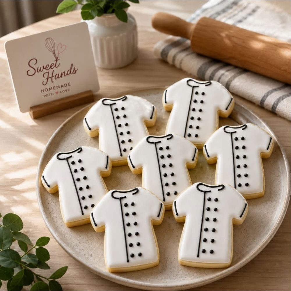 Galletas en forma de bata de chef, decoradas a mano para una graduación